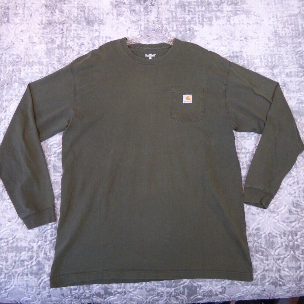 Carhartt Shirt Mens XLT Green Relaxed Fit Short Sleeve Pocket Work Grunge